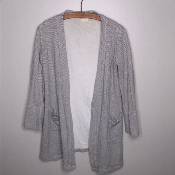 Aerie White and Black Striped Long Cardigan Open Pullover Sweater - Picture 1 of 7